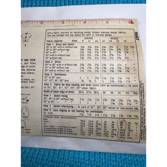 Simplicity 4687 pattern dress bodycon jacket 1960s size 16 - Picture 5 of 6